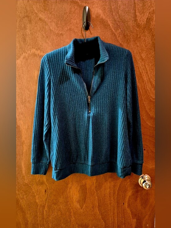 torrid Sweaters - torrid Teal Ribbed Half-Zip Sweater